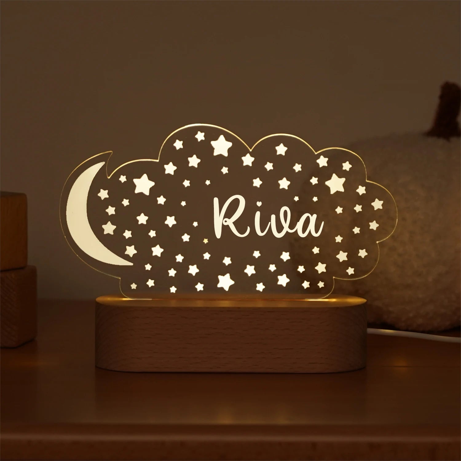 Bébé enfants USB veilleuse personnalisé enfants nom lampe personnalisé pépinière nouveau-né chambre décoration de la maison anniversaire Souvenir cadeau