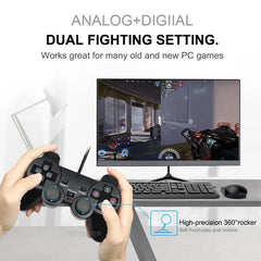 Manette de jeu filaire USB pour WinXP/Win7/Win8/Win10, Joypad pour PC Windows, ordinateur portable, Joystick de jeu noir