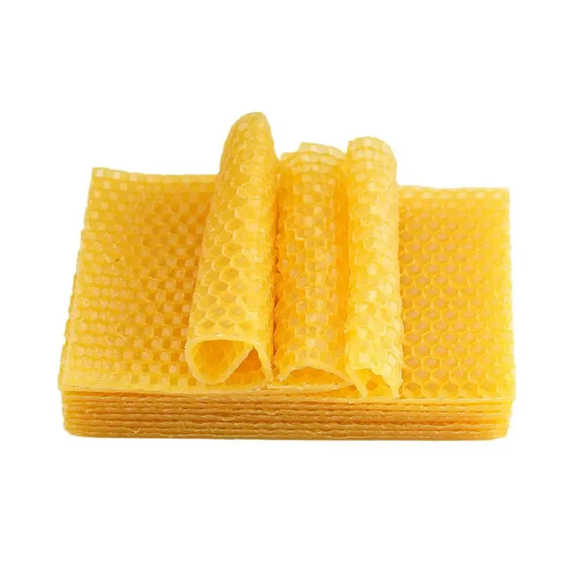 Feuilles de cire d'abeille naturelle, 10 pièces, feuille en nid d'abeille, cadre de cellule de ruche, fond de teint en cire pour la fabrication de bougies, artisanat, fournitures de travaux manuels pour l'apiculture