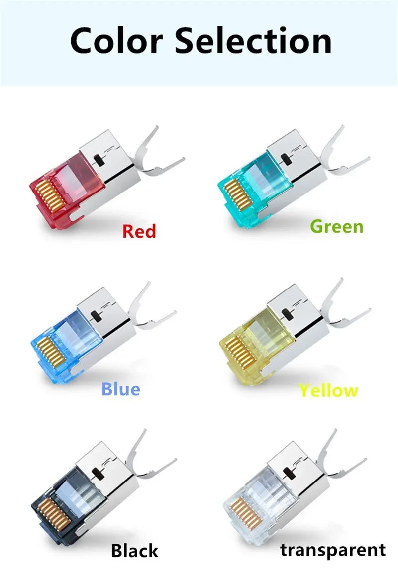RJ45 CAT7 Ethernet connector, 50U 8P8C shielded Cat 7 network connector, 1.5mm wire diameter with boot