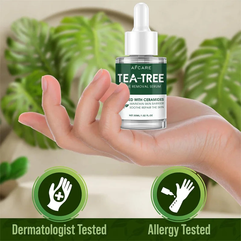 Sérum d'arbre à thé pour l'acné, soulagement végétalien, Non collant, peau claire et équilibrée pour apaiser, apaisant, irrité, hydratant, produit de soins pour la peau