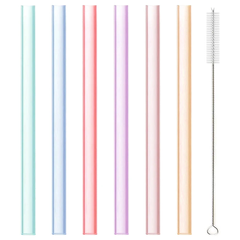 Pailles transparentes en Silicone, 6 pièces, réutilisables, de qualité alimentaire, pliables, droites, avec brosse de nettoyage, ensemble d'accessoires de fête