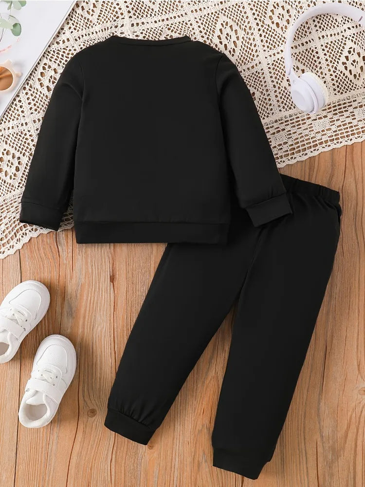 Printemps bébé filles vêtements ensemble enfant garçon '23' imprimé sweats pull haut et pantalon 2 pièces costume enfants mode survêtements
