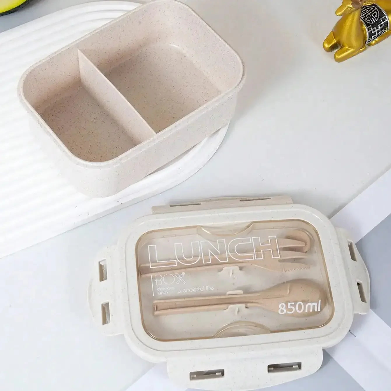 Boîte à déjeuner 1 pièce, boîte à déjeuner, forme carrée de couleur unie pour la journée des employés de bureau, scellée avec une vaisselle, boîte à repas pour four à micro-ondes