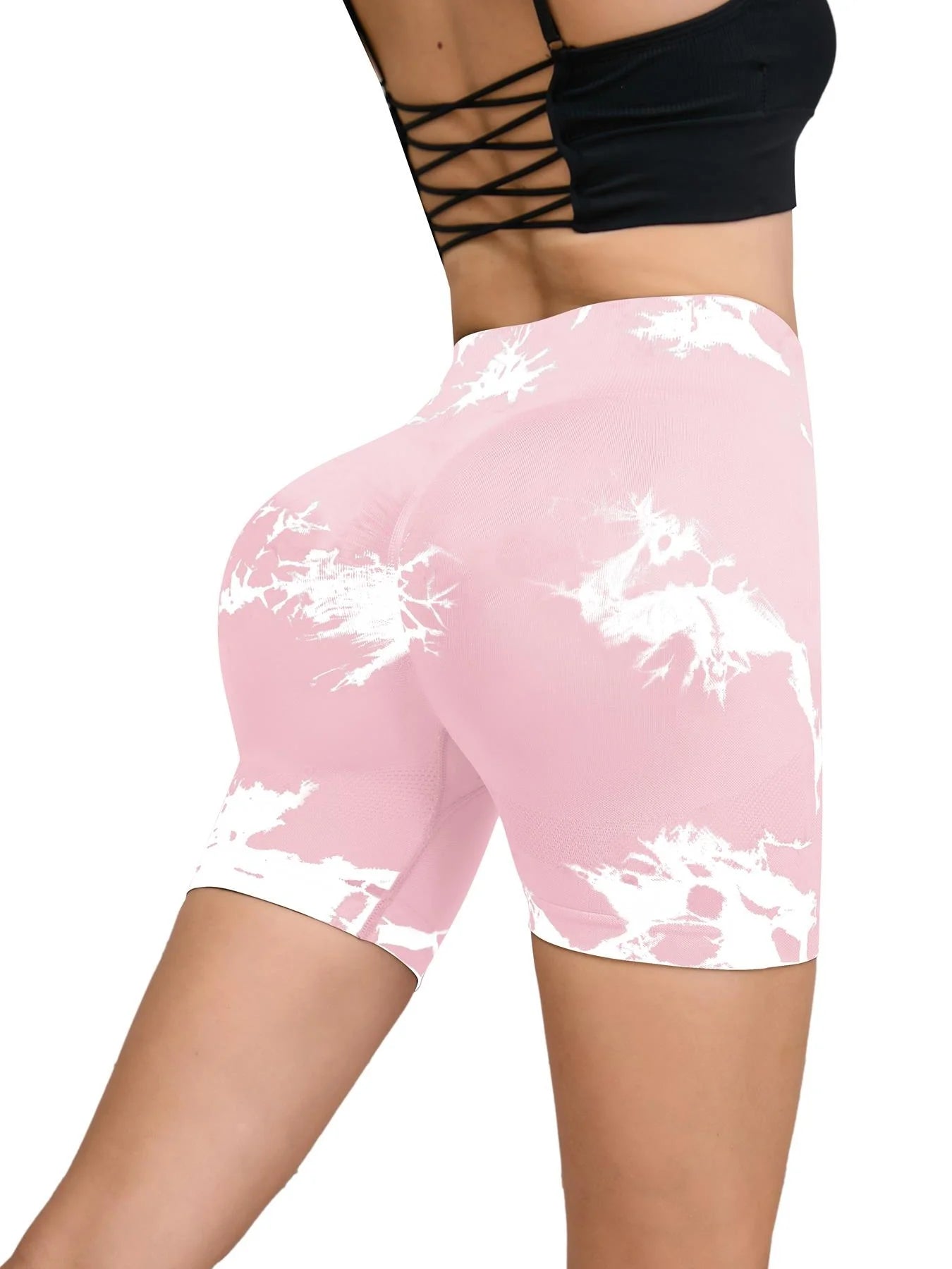 Pantalon de Fitness sans couture teint par nouage pour femmes, taille haute et levage des hanches, short serré de sport, course à pied, Sexy, pêche, Fitness, Yoga