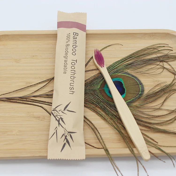 Brosses à dents en bambou 100 pièces brosse à dents réutilisable écologique adulte brosse à dents souple en bois écologique végétalien