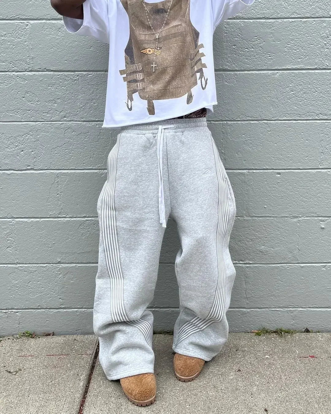 Y2k Casual Grey Embroidered Trousers, Lace Running Pants with Lustre, Functional Tactical, Camouflage for Men and Women