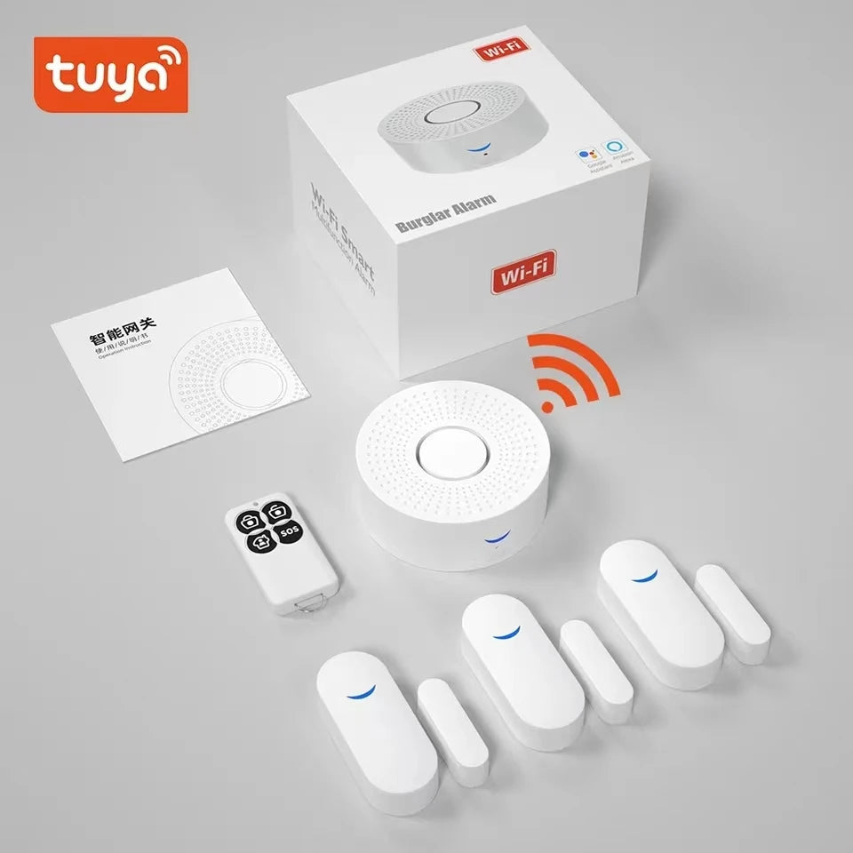 Système d'alarme de sécurité sans fil avec capteur de mouvement, sirène anti-cambriolage, Wi-Fi, maison intelligente, tournesol, application Smart Life