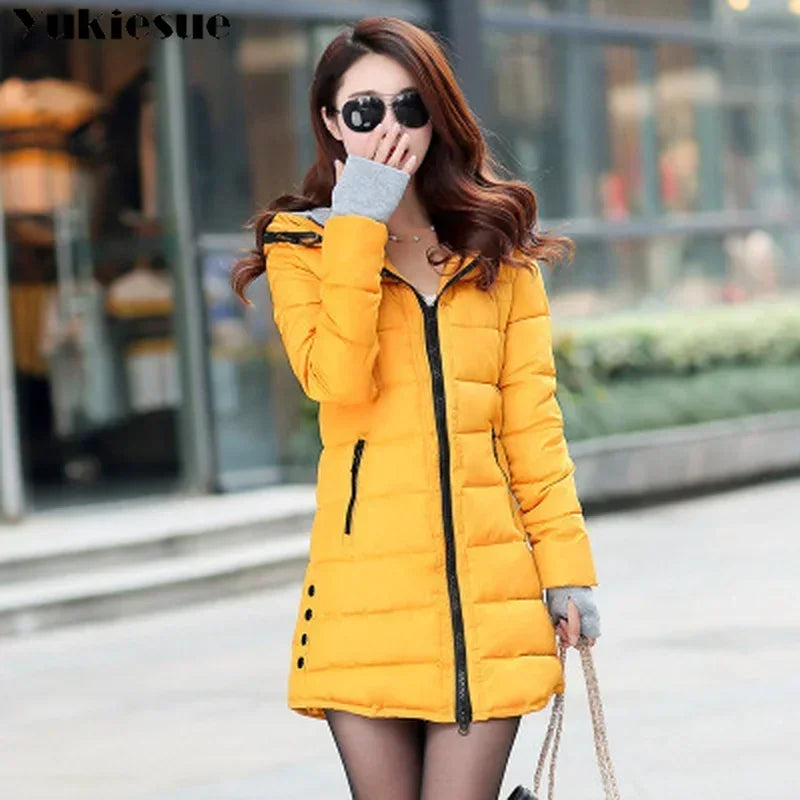 Parka épaisse en coton rembourré pour femme, veste d'hiver, manteaux, à capuche, doublure, vêtements d'extérieur, 2022