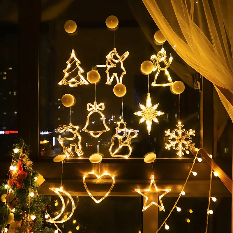 Lumières LED de Noël pour la décoration de la chambre à coucher, ornements de la maison, fenêtre, verre, batterie chaude