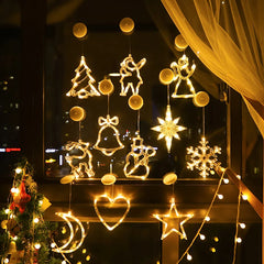 Lumières LED de Noël pour la décoration de la chambre à coucher, ornements de la maison, fenêtre, verre, batterie chaude
