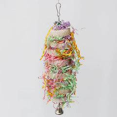 Jouets pour oiseaux amusants, jouets pour perroquets, Cage à perroquets, loofah naturel suspendu, calopsitte avec cloche, perruche, morsures d'oiseaux pour animaux de compagnie, jouets à mâcher