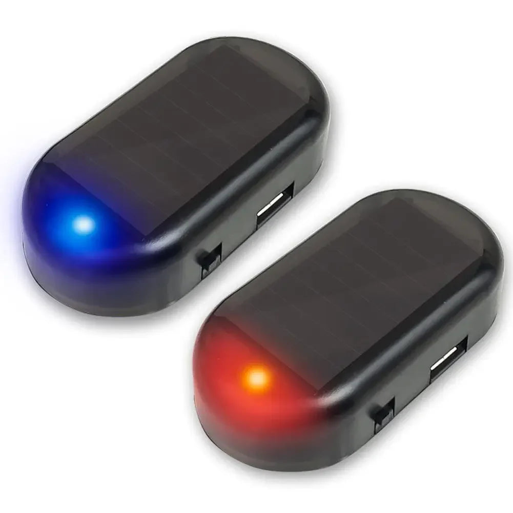 Fausse lumière de sécurité pour voiture, simulation d'alarme factice à énergie solaire, avertissement sans fil, lampe d'avertissement antivol, lumières clignotantes LED