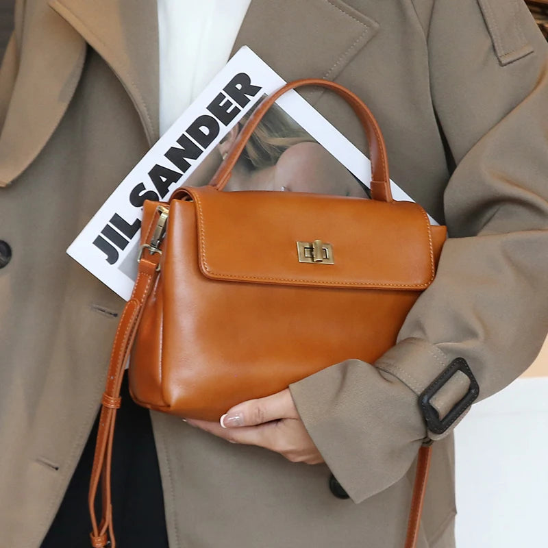 Sac fourre-tout en cuir de vachette véritable pour femme, sac à main en cuir souple pour femme, sacs à bandoulière à la mode, designer de luxe, initié féminin