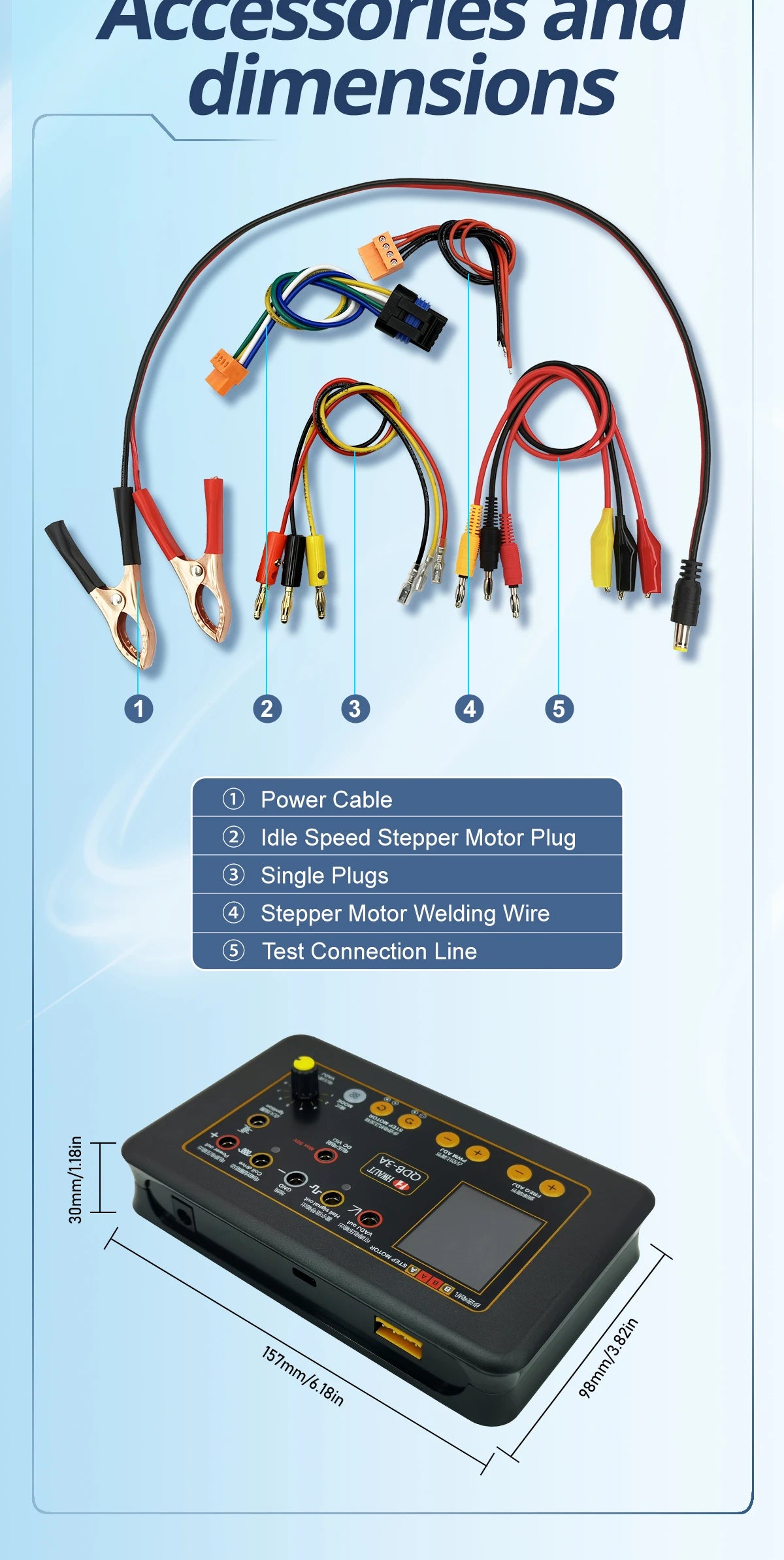 QDB 3A automatic ignition coil tester, electronic throttle test, IAC valves, high COP coils, injectors, FID valves, diagnostic tool