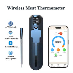 Thermomètre numérique pour cuisine thermomètre à viande sans fil Bluetooth IP67 thermomètres à affichage étanche pour griller BBQ alimentaire