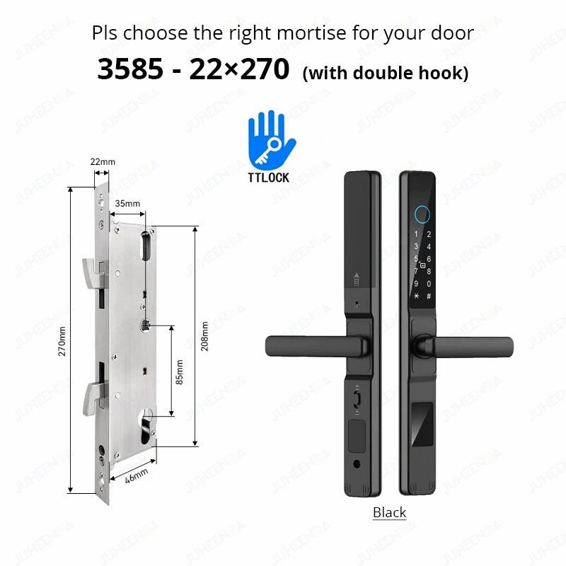 Serrure intelligente pour porte coulissante étanche, application TTLock Alexa, Code numérique par empreinte digitale, carte RFID, Anti-serrure électronique en verre d'aluminium