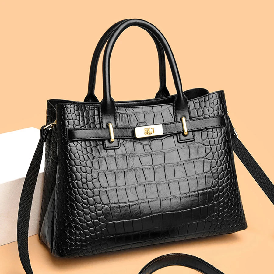 Famous brand women's handbags, high quality crocodile stripe three-piece designer shoulder bag/tote bag 