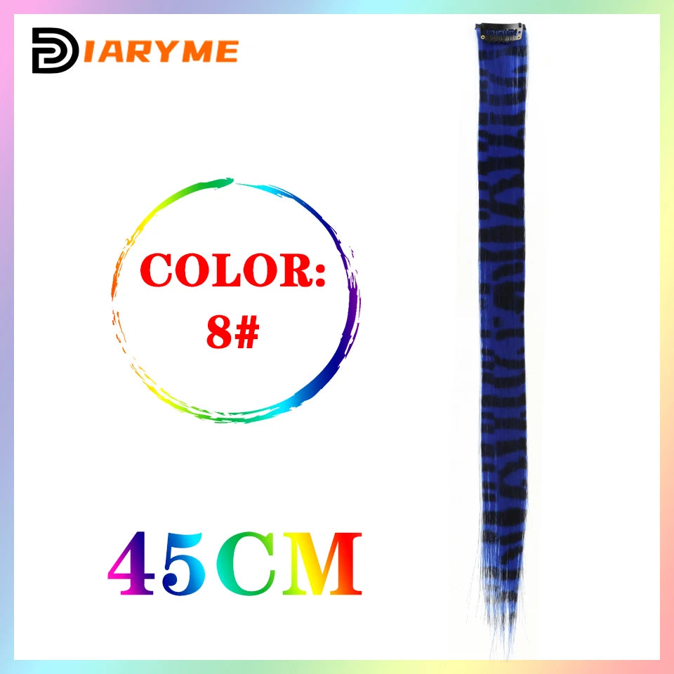Colorful curly synthetic hair extensions for girls, long clip-in hairpiece, multicolored party strands, wig piece, for women and children