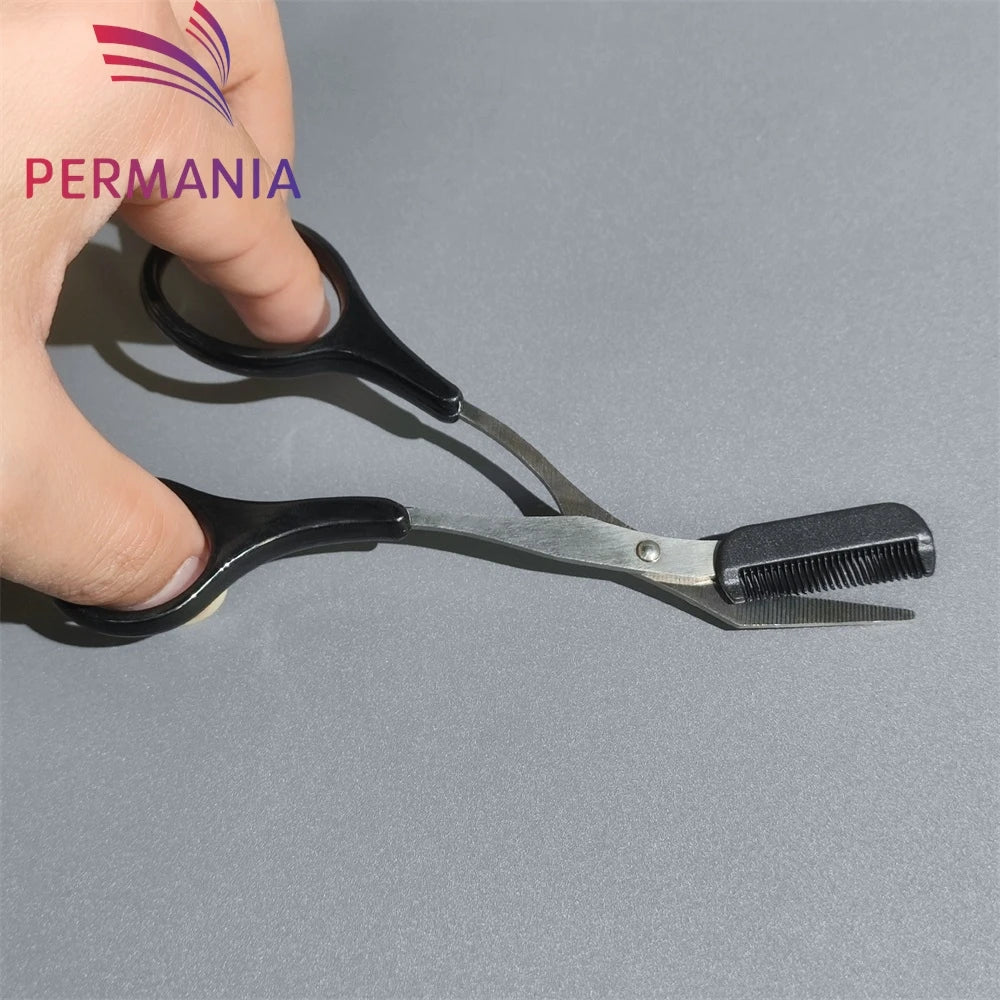 Eyebrow trimmer scissors with comb, for women and men, stainless steel safety scissors, facial shaver, makeup, beauty