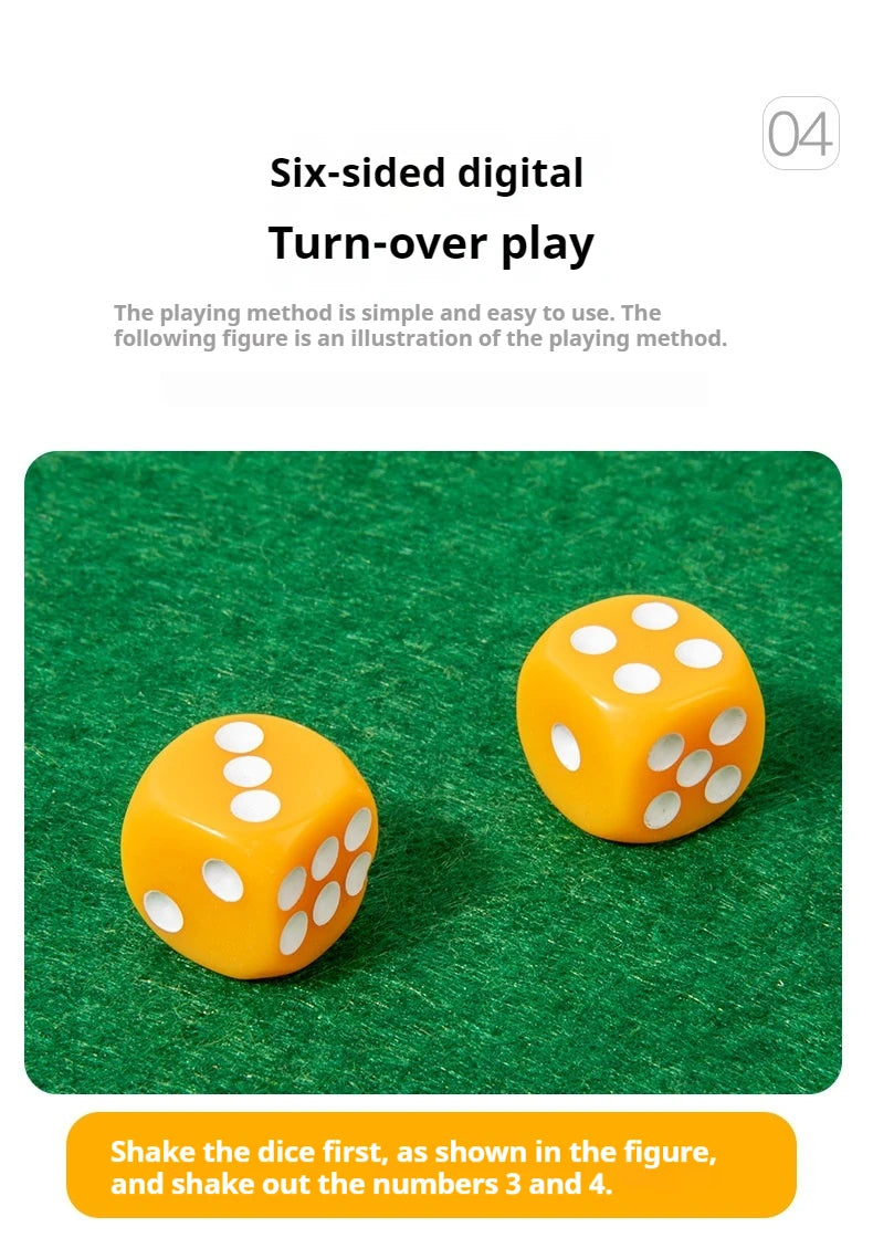Six-sided flipping game, wooden number game, dice game in a box - parent-child board game, bar party game, leisure game