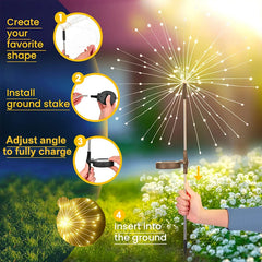 Le Patio solaire extérieur 420LED allume les lumières imperméables de paysage de fleur de feu d'artifice pour la voie de pelouse de cour