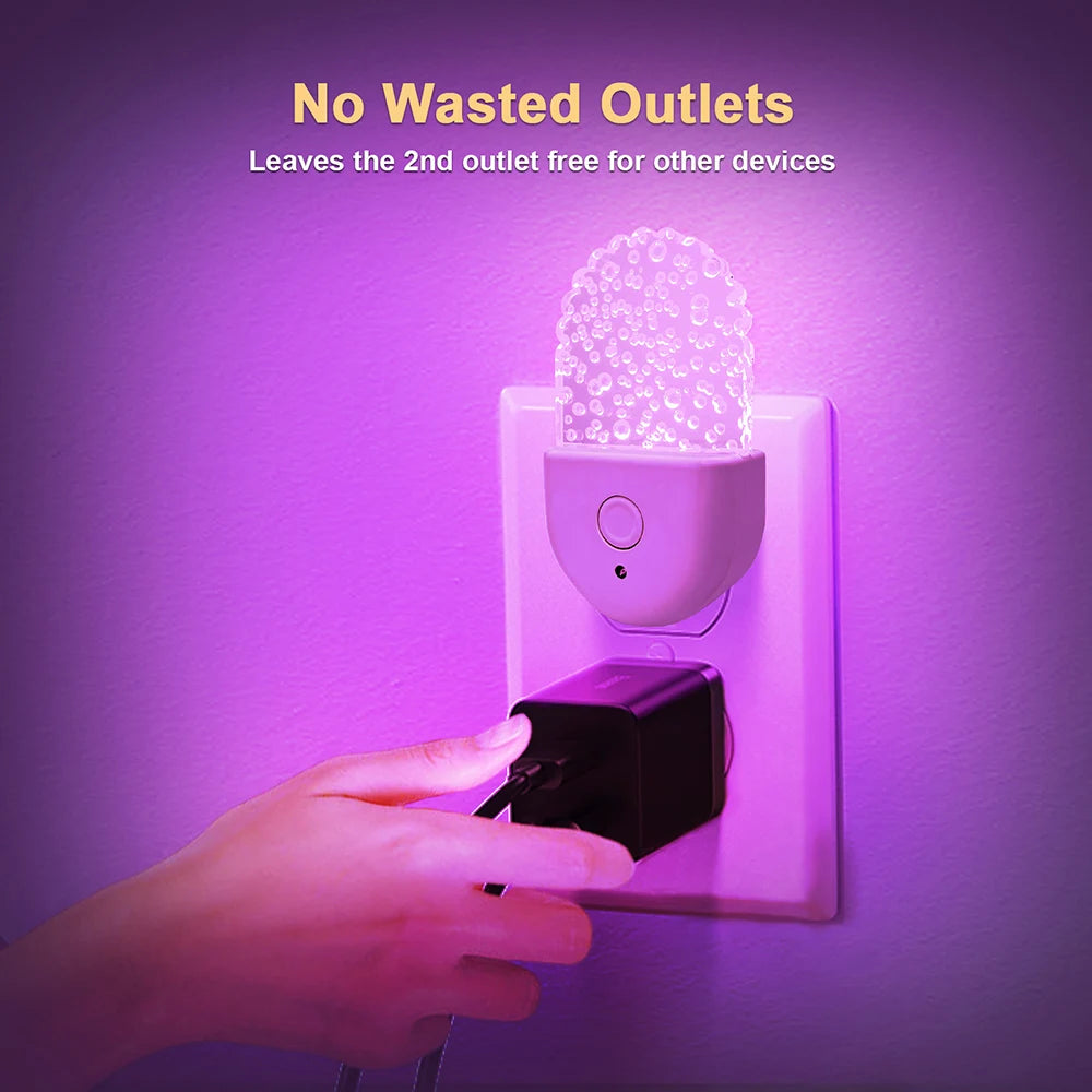 Veilleuses à brancher dans le mur, veilleuse à couleur changeante pour enfants, veilleuse LED RGB avec capteur du crépuscule à l'aube pour chambre d'enfants
