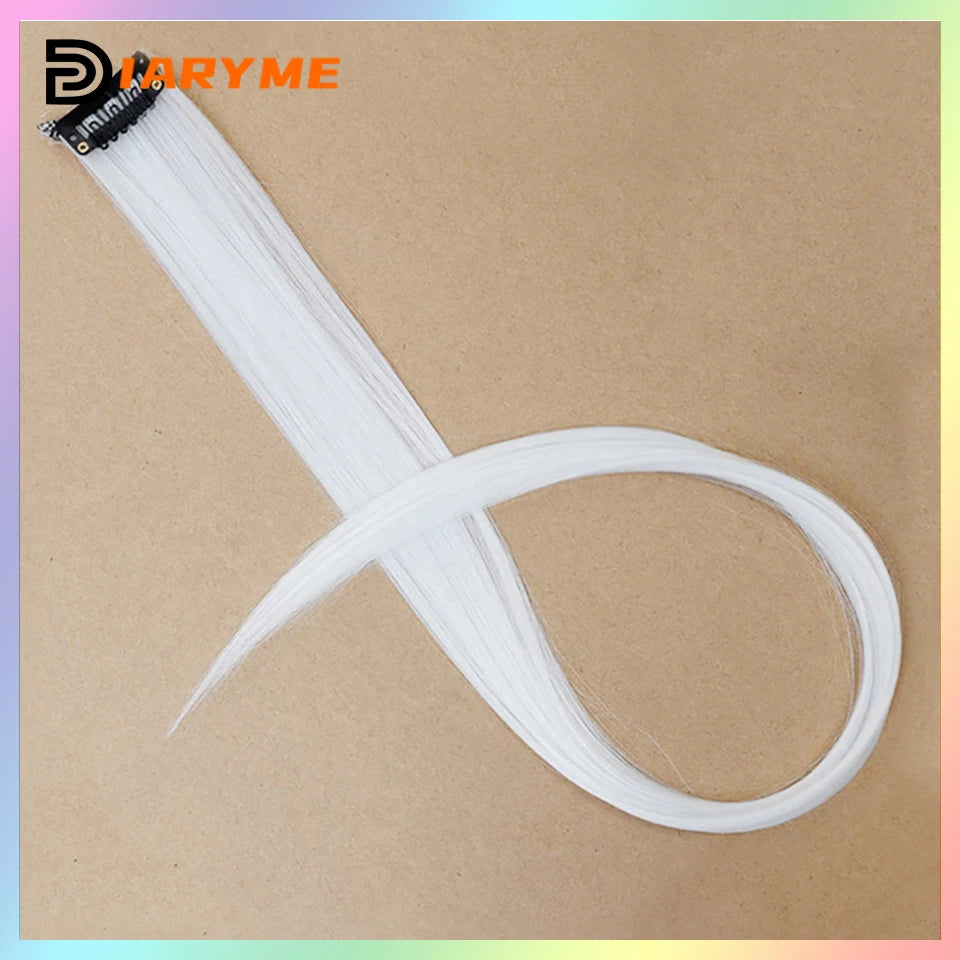 Colorful curly synthetic hair extensions for girls, long clip-in hairpiece, multicolored party strands, wig piece, for women and children