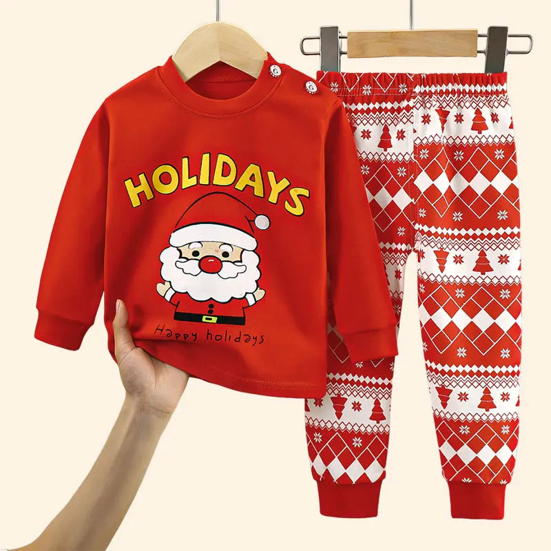 Ensembles de noël pour enfants, vêtements en coton à manches longues pour garçons et filles, hauts et pantalons, costumes pour arbre de noël, automne et hiver
