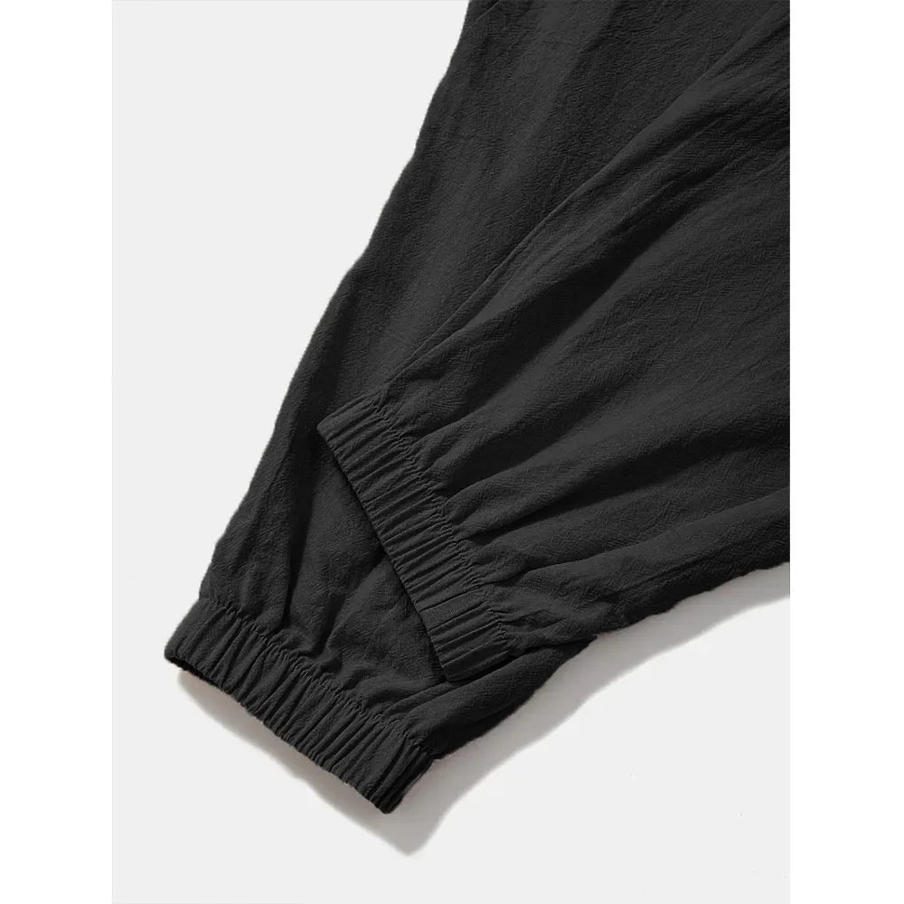 Sarouel pour hommes coton lin entrejambe bas confortable Streetwear coupe ample respirant léger pantalons longs hommes Joggers