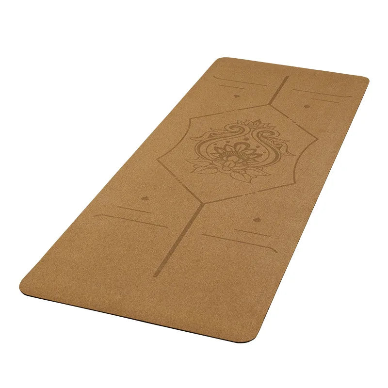 2025 Nouveau tapis de yoga de luxe en liège et caoutchouc naturel avec lignes d'alignement gravées au laser - Absorption des chocs, antidérapant, réduction du bruit
