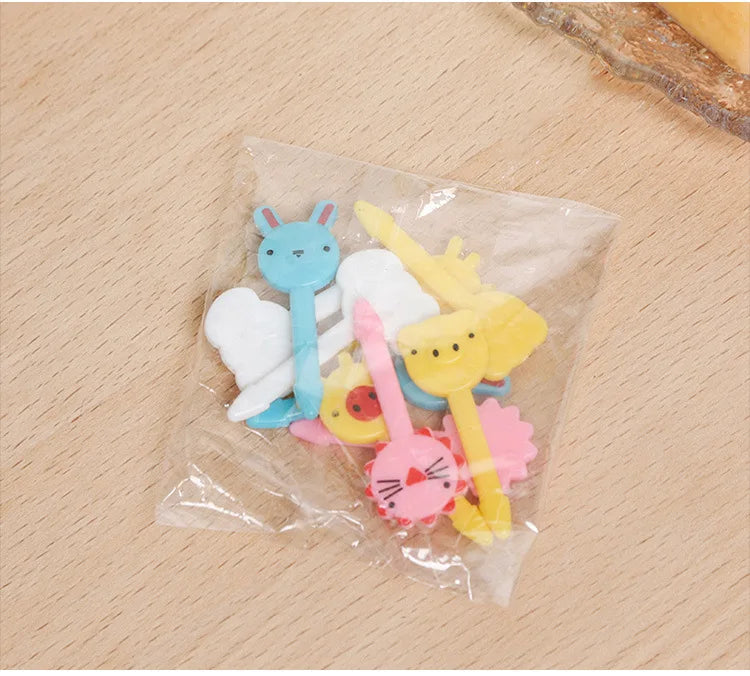 40 pièces fourchette à fruits dessin animé enfants gâteau cure-dents à fruits Mini fourchette à animaux en plastique de qualité alimentaire Bento déjeuner Bento accessoires décor de fête