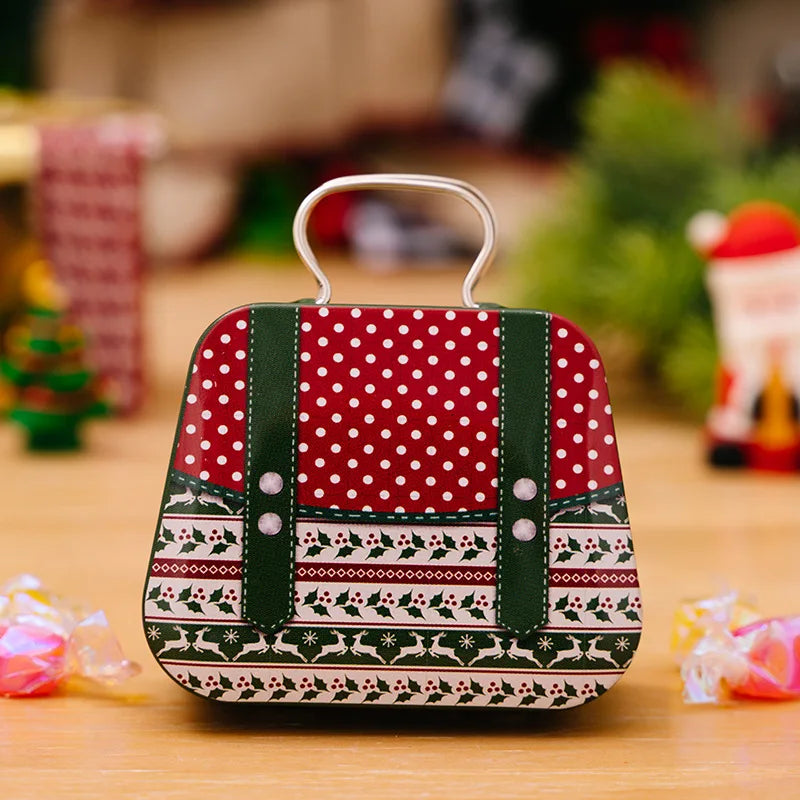 Metal storage box for Christmas decoration, handbag shape, 18 jars, jewelry case, children's gift, storage boxes, open Christmas party, 2024