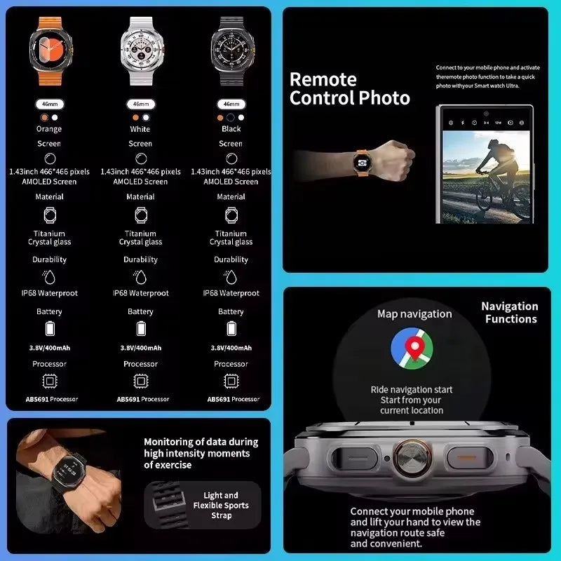 2025 nouvelle montre DT 7 montre Ultra intelligente hommes 32GB mémoire vidéo GPS NFC 47mm AMOLED Fitness sport Tracker santé montres intelligentes femmes