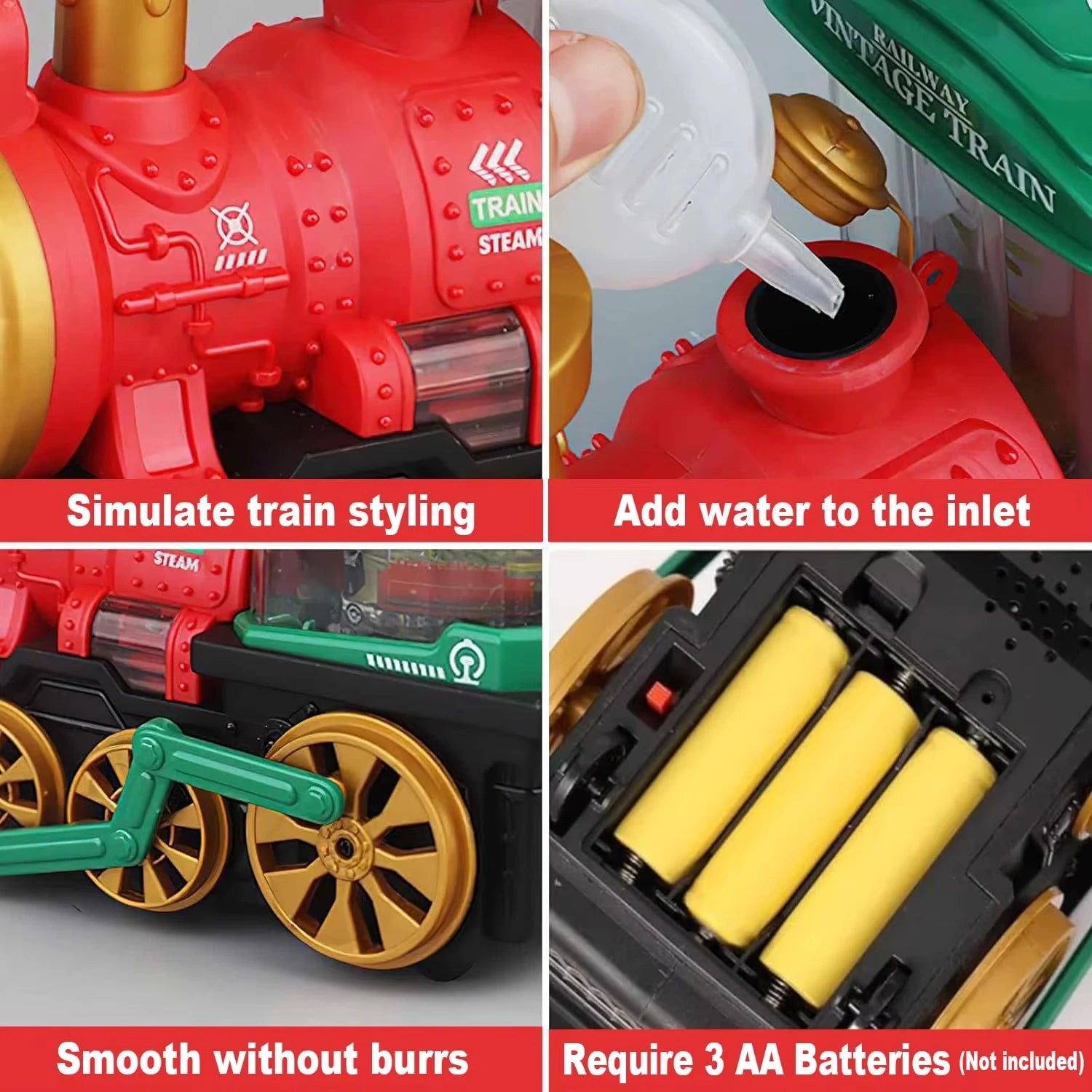 Jouet de Train pour tout-petits 3-5, camions Locomotive moteur à vapeur électrique avec fumée, lumière et son, camions jouets pour tout-petits, cadeau pour garçons