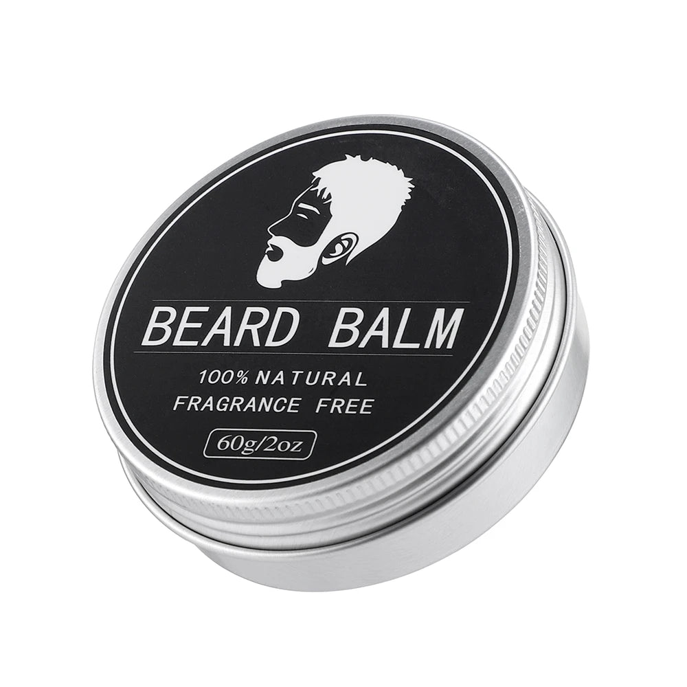 Baume à barbe pour hommes, 60g, cire de croissance des poils du visage, épais, hydratant, nourrissant, crème professionnelle pour moustache, soins pour la barbe