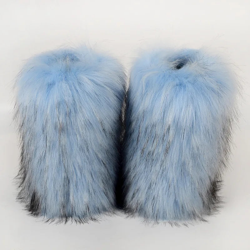 Bottes de neige d'hiver pour femmes en plein air de luxe fourrure fausse fourrure de renard bottes femme en peluche chaud plate-forme chaussures nouvelle mode Bottes grande taille 46