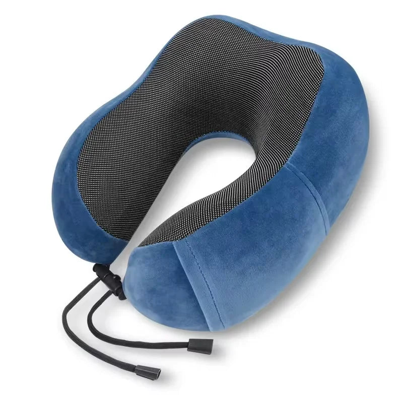 Oreiller cervical en forme de U en mousse à mémoire de forme – Compagnon de voyage doux avec fonction de massage, idéal pour l'avion, la voiture et le soutien cervical