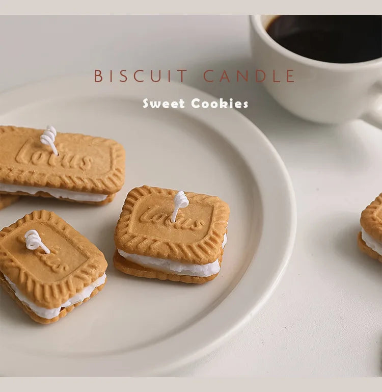 Cute handmade biscuit-shaped scented candle, for aromatherapy, soy wax, for weddings, birthdays, parties, and home decoration