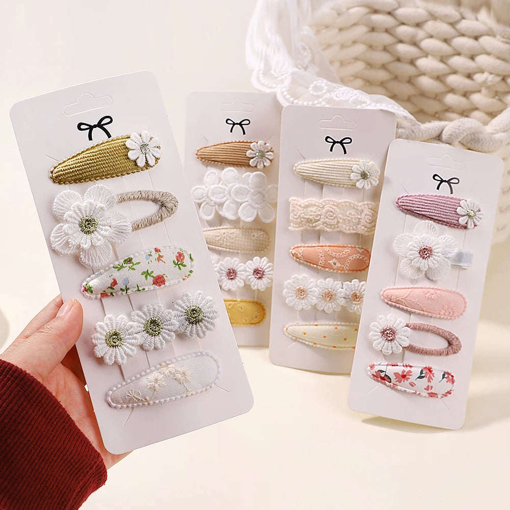 Enfants frais pince à cheveux ensemble fleur imprimé doux papillon épingles à cheveux enfants BB cheveux frange Clips Barrettes fille accessoires chapeaux
