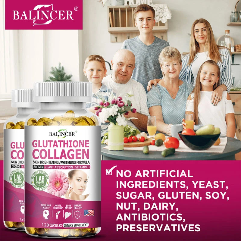 Collagène de glutathion - Blanchiment et éclaircissant, soutient la santé de la peau, des cheveux et des ongles, favorise la désintoxication et la santé immunitaire