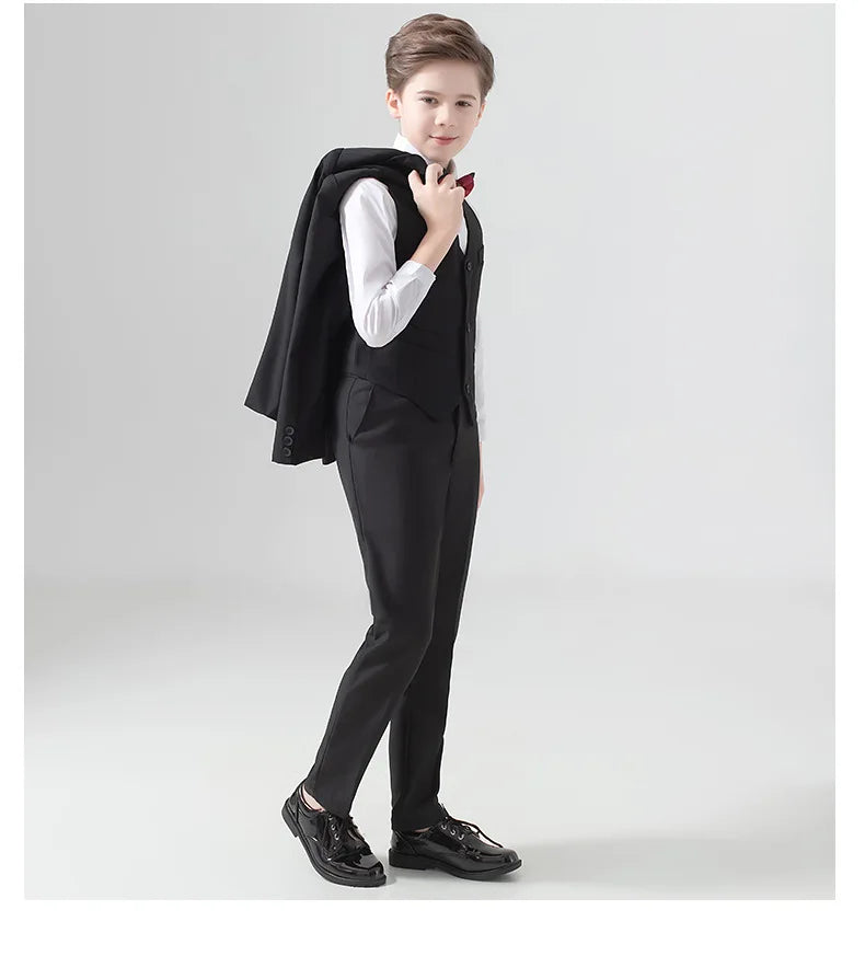 Children's Wedding Show Suit, Formal Suit, Blazer, Jacket, Pants, Bow Tie, 3 Pieces