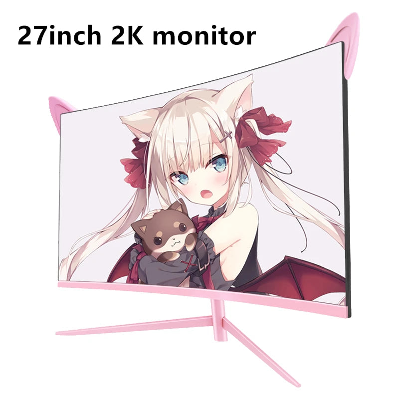 Moniteur rose incurvé de 27 pouces QHD 165hz 1800R, écran de jeu HDR10, écran de bureau à synchronisation libre, 1ms GTG avec haut-parleurs, inclinaison réglable