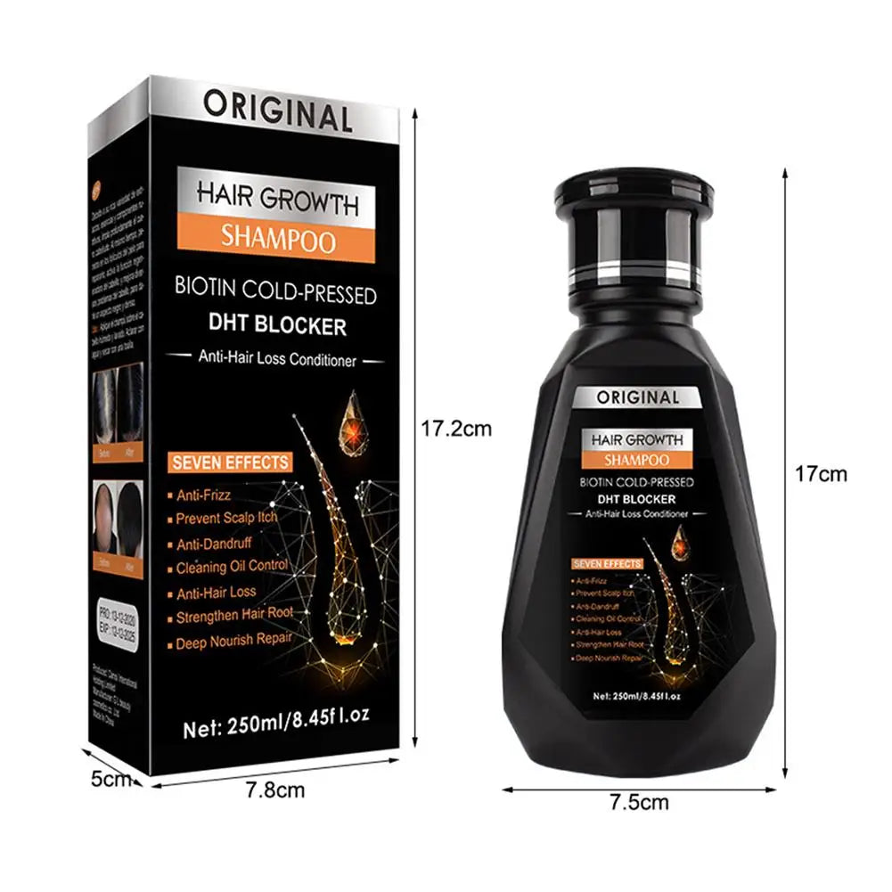 Shampoing à la biotine de 250 ml pour la croissance des cheveux et les cheveux amincissants – Shampooing au gingembre, formule épaississante pour le traitement de la perte de cheveux pour femmes et hommes