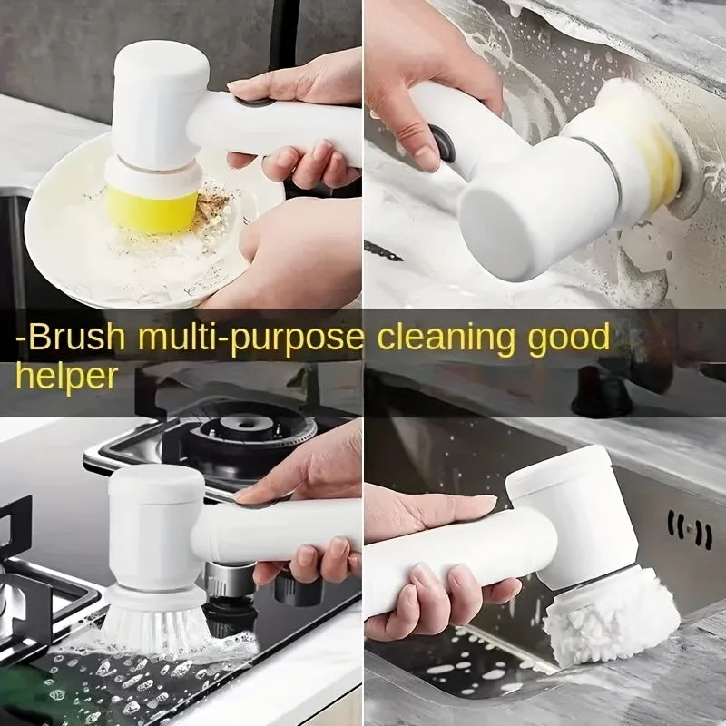 Épurateur électrique à rotation pour le nettoyage de la salle de bain et de la cuisine! Avec 5 têtes de brosse de nettoyage électriques idéales pour baignoire, évier de fenêtre de carrelage