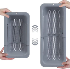 Passoire extensible pour évier, panier de lavage, égouttoir, vaisselle sèche, légumes, pâtes, ustensile de cuisine, outil essentiel pour la maison, gris