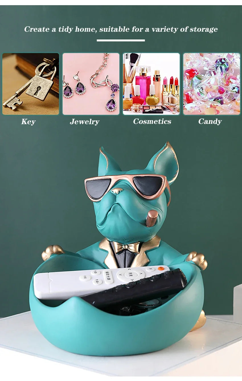Cool Dog Home Decor Figurine Dog Statue Storage Box Animal Ornament Resin Craft Art Sculpture Figurine Home Decoration Gift