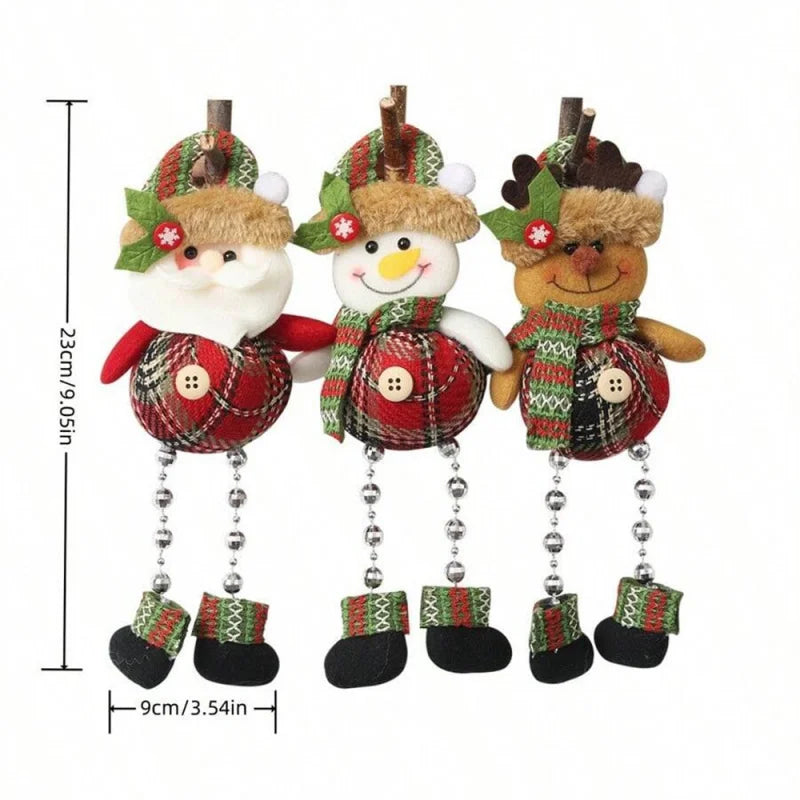 Christmas tree decorations, plush hanging ornaments for holiday parties, Santa Claus, snowman, reindeer, Christmas home decorations