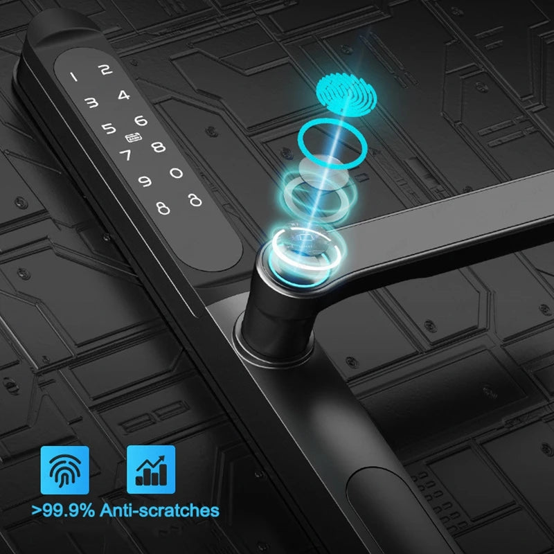 Serrure intelligente pour porte coulissante, étanche, mince, 2.8CM, mot de passe par empreinte digitale, carte IC, clé, compatible avec l'application TTlock et l'en-tête biométrique Alexa