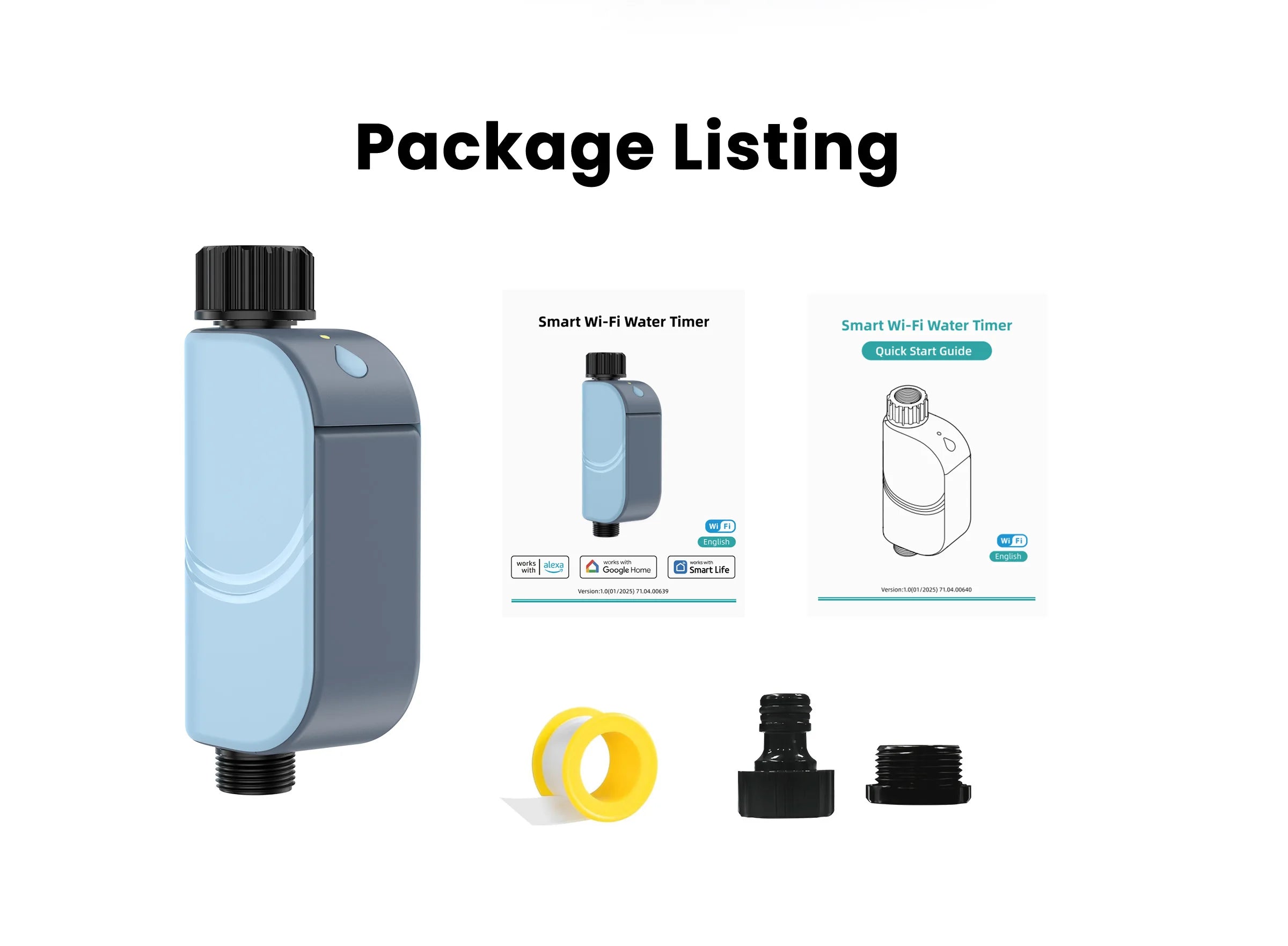 GIRIER Tuya Smart Water Timer WiFi Programmable Irrigation Controller for Hose Irrigation, No Hub Required, Works with Alexa